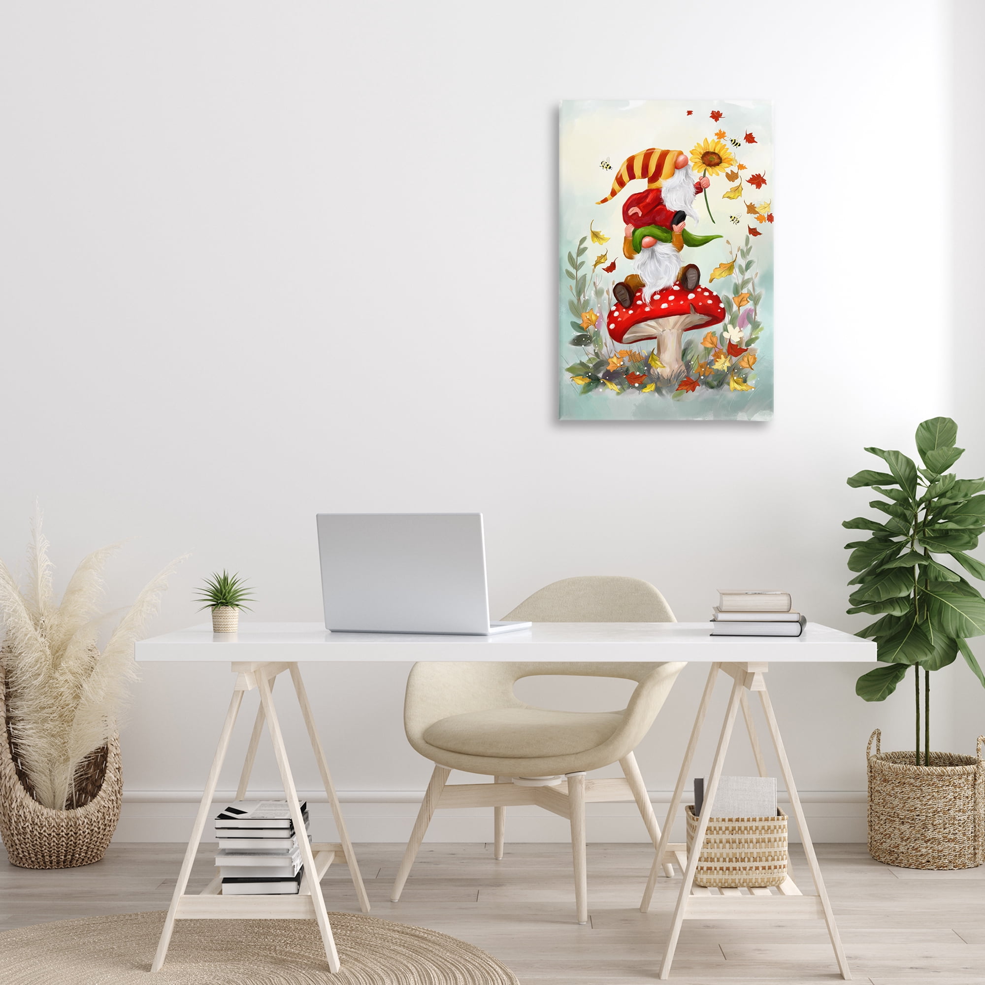 Stupell Industries Autumn Garden Gnome Fairy Tales & Fantasy Painting Gallery Wrapped Canvas Art Print Wall Art, 20 x 30