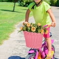 thumbnail image 4 of Kids Handlebar Bike Basket Imitation Rattan Hand Woven Basket Stylish for Children Detachable Accessory Pink, 4 of 9