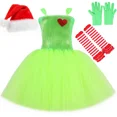 thumbnail image 2 of Disfraz de Papá Noel y Grinch para Navidad para niños, disfraz de monstruo peludo verde, vestido con tutú para cosplay, ropa para fiesta navideña para niñas, 2 of 5