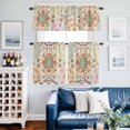 thumbnail image 2 of Beige Boho Kitchen Curtains Sets for Windows 24 Inch Length, Retro Ethnic Shabby Colorful Floral Patterned Rod Pocket Window Treatments Tier Curtains and Valances Set for Bedroom/Bathroom, 2 of 8