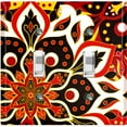 thumbnail image 1 of Metal Light Switch Plate Cover Colorful Black Red Mandala Flower Tile Pattern MDL024, 1 of 13