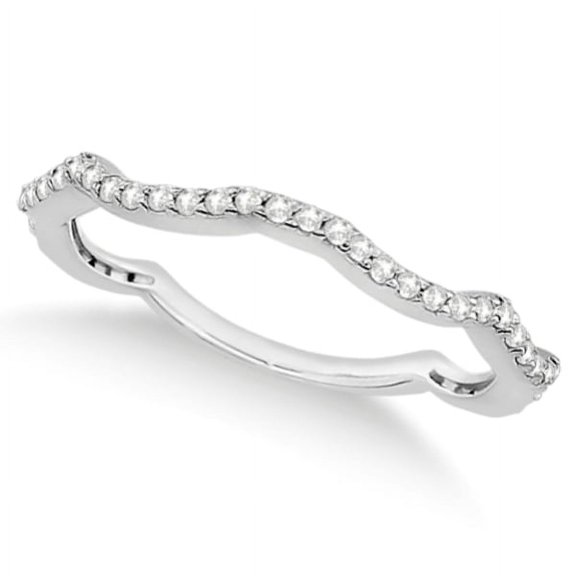 Curved Eternity Diamond Wedding Band 14k White Gold Setting (0.25ct)