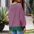 thumbnail image 5 of Women's Fall Oversized Sweatshirt Casual Waffle Knit Long Sleeve Crewneck Split Pullover Tunic Tops Red 2XL, 5 of 6