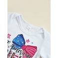 thumbnail image 5 of Bagilaanoe Newborn Baby Girls 4th of July Outfits Short Sleeve Letter Print Romper Tops Cow/American Flag Shorts Headband Set 0-18M, 5 of 9