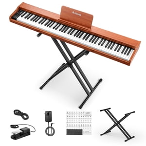 Donner Dep-1S 88-Key Digital Piano With Stand, Brown