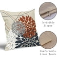 thumbnail image 4 of Navy Blue Orange Pillow Covers 18x18 Inch Fall Decorations Dahlia Decorative Throw Pillows Outdoor Farmhouse Decor for Sofa Couch Bed Modern Autumn Colored Flower Linen Square Cushion Case, Set of 2, 4 of 6