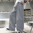 thumbnail image 2 of HAPIMO Boys Kids Drapey Wide Leg Pants Elastic Waist Lightweight Trousers for Loungewear and Daily Wear Dark Gray 160, 2 of 5