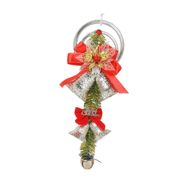 Colgante de adorno de campana Hugo Navidad con lazo plata