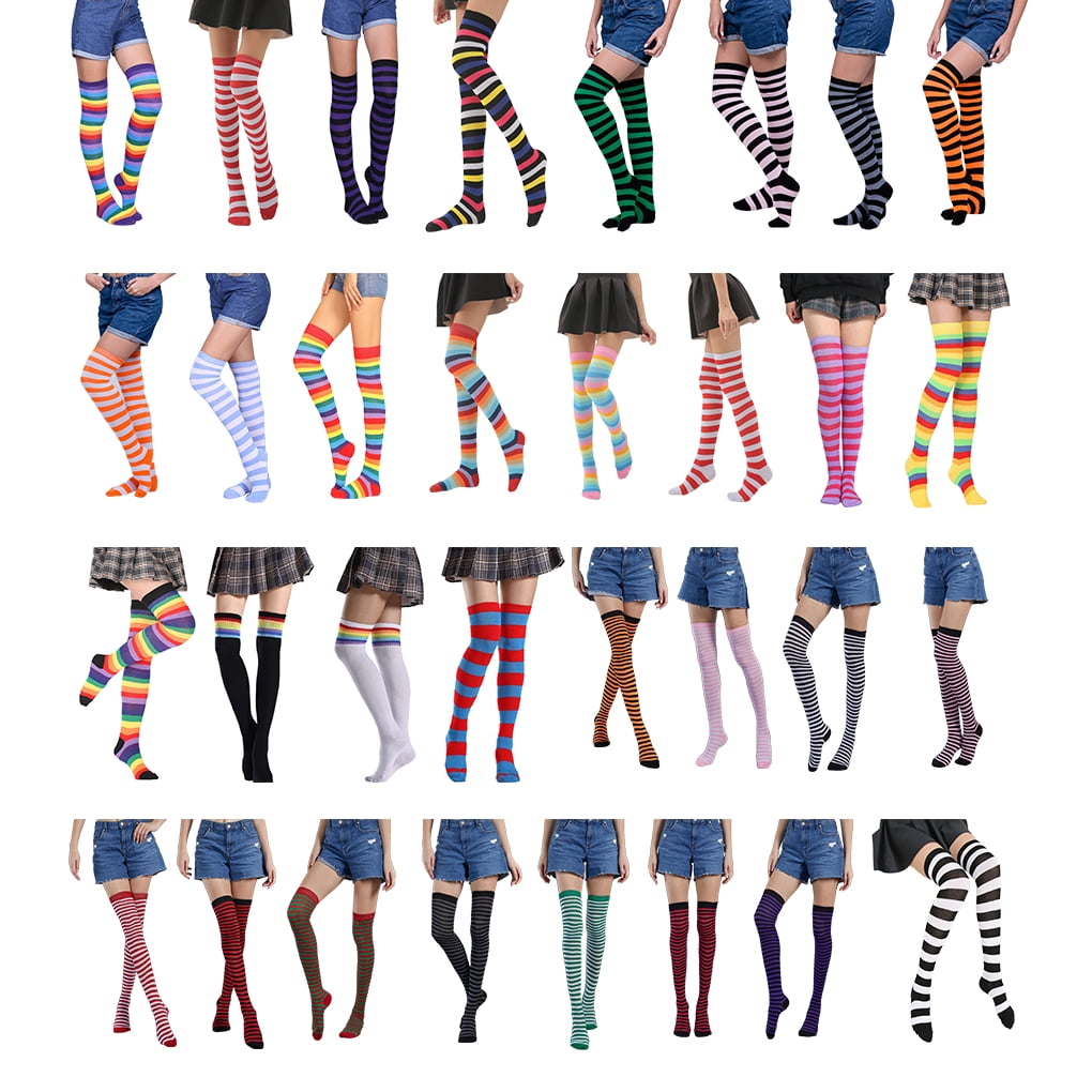 Bas Sans Couture Chaussettes Hautes Amusantes Arc-en-Ciel Pour Costume Carnaval Danse Accessoires Cadeaux Costume Carnaval Robe Danse Fête Mascarade Type 7