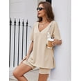thumbnail image 3 of Avidlove Women Pajamas Set Oversized 2 Piece Lounge Sets Deep V Neck T-Shirts Tops with Biker Shorts Set Side Slit Workout Tracksuit S-XXL, 3 of 8