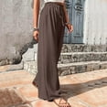 thumbnail image 6 of Hfolob Womens Casual Pants Women's Solid Elastic Waist Trouser Pant High Waist Wide Leg Regular Fit Palazzo Pants With Pocket Comfortable, 6 of 8