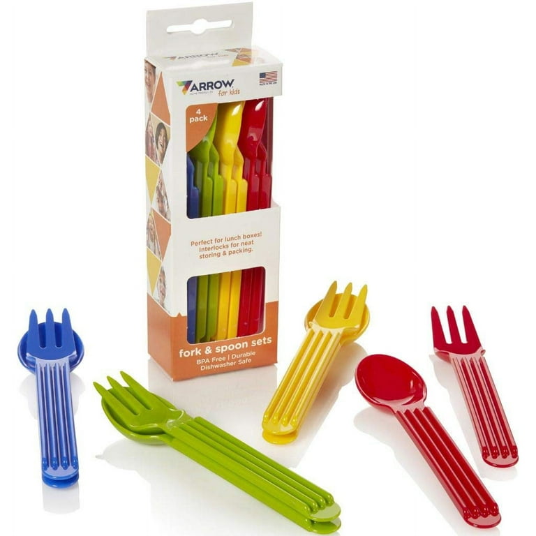 Arrow Plastic Primary Fork & Spoon Set, 4 Pack - Walmart.com