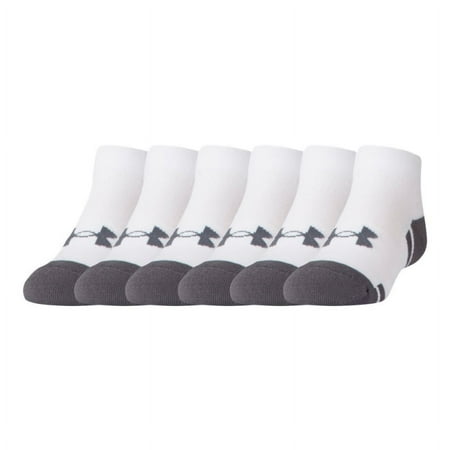 Under Armour Youth Low Cut Socks UA Resistor 3.0 Socks White Large - Pack of 6