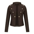thumbnail image 5 of Hvyesh Women's Double Button Blazer Jackets Notch Lapel Work Office Blazers Casual Open Front Solid Blazer 2025 Fall Outfits Brown, 5 of 7
