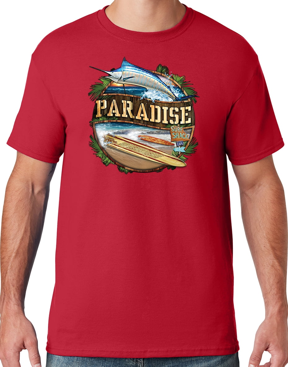 Mens Manu Bay Surf Company PARADISE SURF SHACK MARLIN T-shirt, 4XL True ...