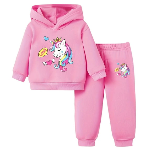 Zshosam Girls Outfits Fall Girls' Baby and Toddler Hoodie Sweatshirt Knit Top and Pant Set Size 12 18 Months,(Pink 12-18 Months)