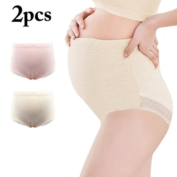 Maternity Underwear High Waisted 2 Pairs Lace Maternity Panty Pregnancy  Briefs 