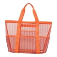thumbnail image 2 of Bolso de malla reutilizable para la playa con bolsillos para mujer, ideal para ir al trabajo, fines de semana y hacer recados. Rosa mandarina, 2 of 9