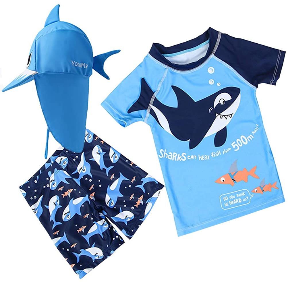 Baby Toddler Boys Two Pieces Swimsuit Set Boys Crab Bathing Suit Rash Guards with Hat UPF 50+