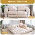 thumbnail image 6 of BYBYME Folding Sofa Bed,8 Inch L Shape Convertible Sofa Bed with Armrests,Floor Sofa Bed with Pillows,Portable Folding Chair Bed,Lounger for Living Room and Bedroom,etc.,Beige, 6 of 6