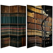 Oriental Furniture Double Sided Library Canvas 3 Panel Room Divider