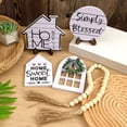 thumbnail image 5 of SXcggal Home Sweet Home Sign Wooden Bead Garland Black White Buffalo Plaid, 5 of 6