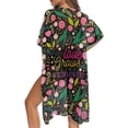 thumbnail image 5 of HELLHERO Wildflower Love Grow Swim Coverup Polyester Loose Free Size Bathing Suit Cover Up for Womens, 5 of 6