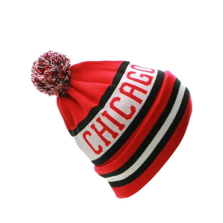 - American Cities USA Favorite City Cuff Winter Beanie Knit Pom Pom Hat Cap