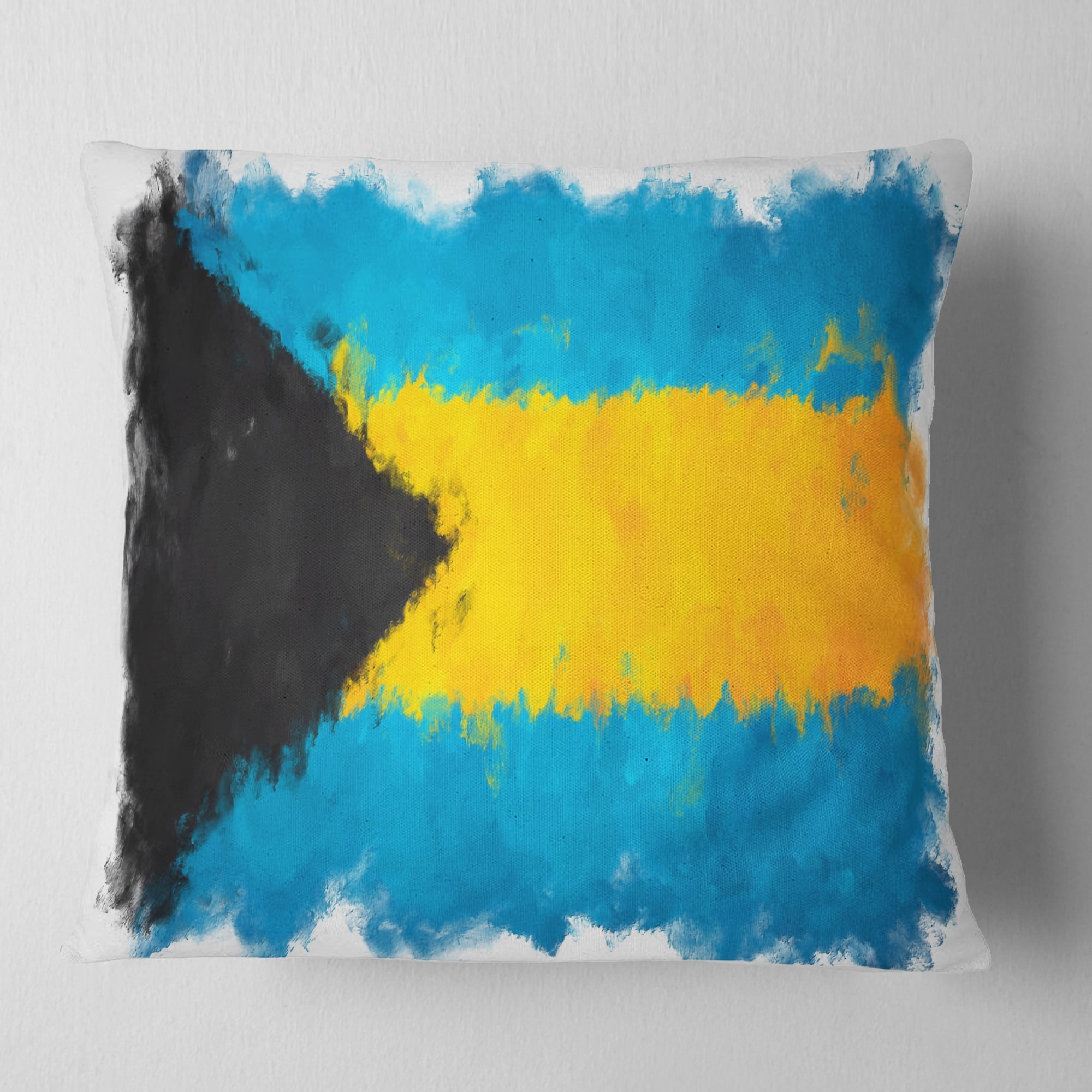 Designart Bahamas Flag Illustration - Flag Painting Throw Pillow - 18x18