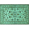 thumbnail image 1 of Ahgly Company Machine Washable Indoor Rectangle Persian Turquoise Blue Traditional Area Rugs, 5' x 8', 1 of 4