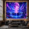 thumbnail image 6 of Magenta Moon Above a Cosmic Waterfall, Dreamy Fantasy for Space Lovers, Galaxy Landscape Wall Art, Housewarming Gift, Tapestry Wall Hanging for Bedroom, Living Room and Gaming Room, 6 of 7