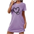 thumbnail image 1 of Rbaofujie Robes pour Femmes Nuisette Courte Surdimensionnée pour Femmes Imprimée à Col Rond et Manches Courtes Robe Pyjama pour Femmes, 1 of 6