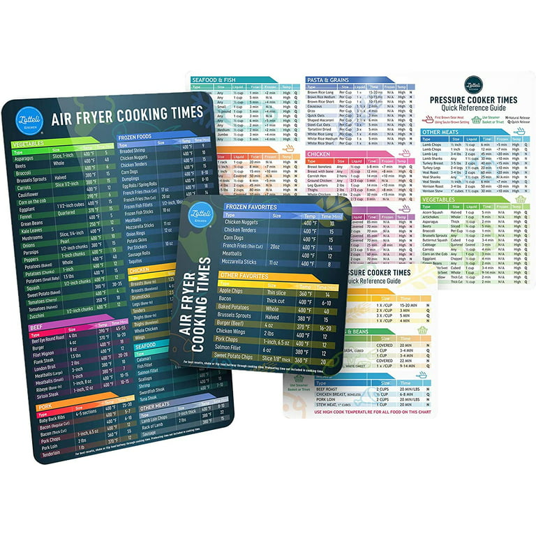 Air Fryer Magnetic Sheet Set - Kitchen Timing Chart - Air Fryer Accessories - Quick Reference Guide for Cooking and Frying - Easy to Use - Excellent