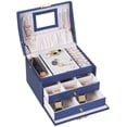 thumbnail image 4 of Vikakiooze 2023 Promotion on sale, Jewelry Box With Lock And Mirror Jewelry Orgzer Storage Case With 3-Layers Display For Earrings Bracelets Rings Watches, 4 of 5