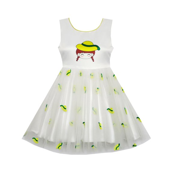 Girls Dress Cartoon Girl Pattern Tulle Overlay Party Pageant 2