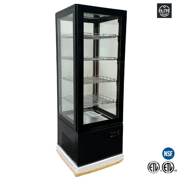 26 in. Commercial Upright Refrigerated Glass Case Display in Black, Refrigerated Bakery Display
