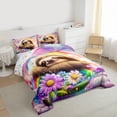 thumbnail image 3 of Castle Fairy Preppy Cartoon Sloth Twin Comforter Sets,Kawaii Rainbow Animal Bedding Set, 3 of 8