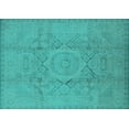thumbnail image 1 of Ahgly Company Machine Washable Indoor Rectangle Oriental Turquoise Blue Industrial Area Rugs, 8' x 12', 1 of 4