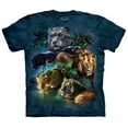 thumbnail image 1 of Adult Dark Blue 100% Cotton Big Jungle Cats T-Shirt, 1 of 2