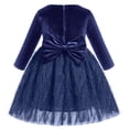 thumbnail image 2 of IDOPIP Toddler Kids Girls Shiny Velvet Dress Long Sleeve Fall Winter Christmas Dresses 120 Sapphire blue, 2 of 6