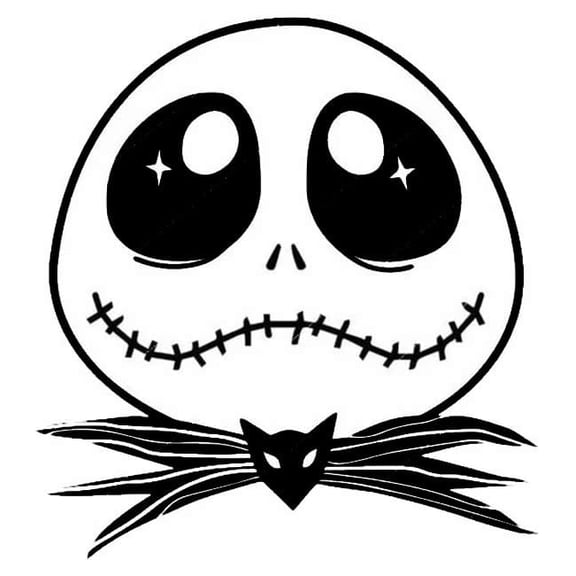 Jack Skellington Cute Face NBC Black Nightmare Before Christmas 6 Inch Professional Sticker for Truck, Car, Tumbler, Cup, Laptop, Decor, Locker, Table, Window
