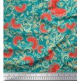 thumbnail image 1 of Soimoi Cotton Poplin Fabric Leaves & Floral Artistic Print Fabric by The Yard 56 Inch Wide, 1 of 3