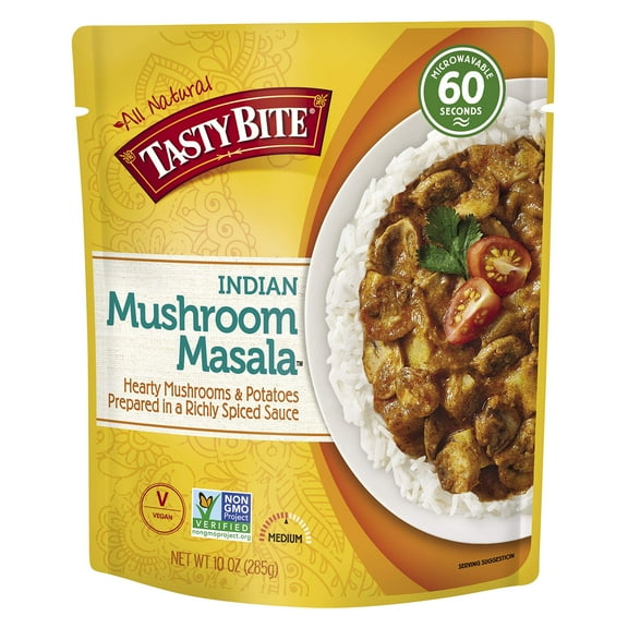 Tasty Bite Indian Mushroom Masala, Microwaveable Ready to Eat Entre, 10 Ounce (Pack of 6)