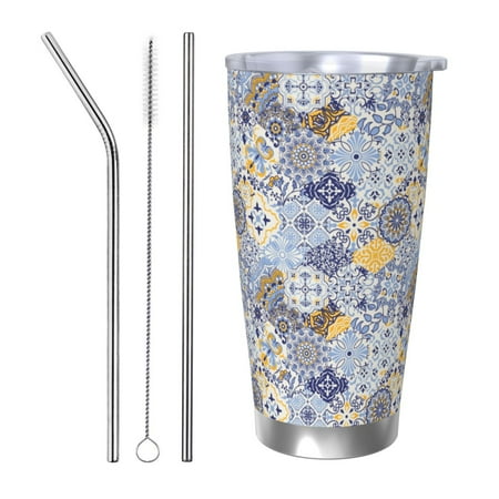 

Matuu Colorful Mandalas for 20oz Durable Thermal Cups Keep Drinks Cold and Hot Insulated Car Mug with Lid-Straw Three-piece Set