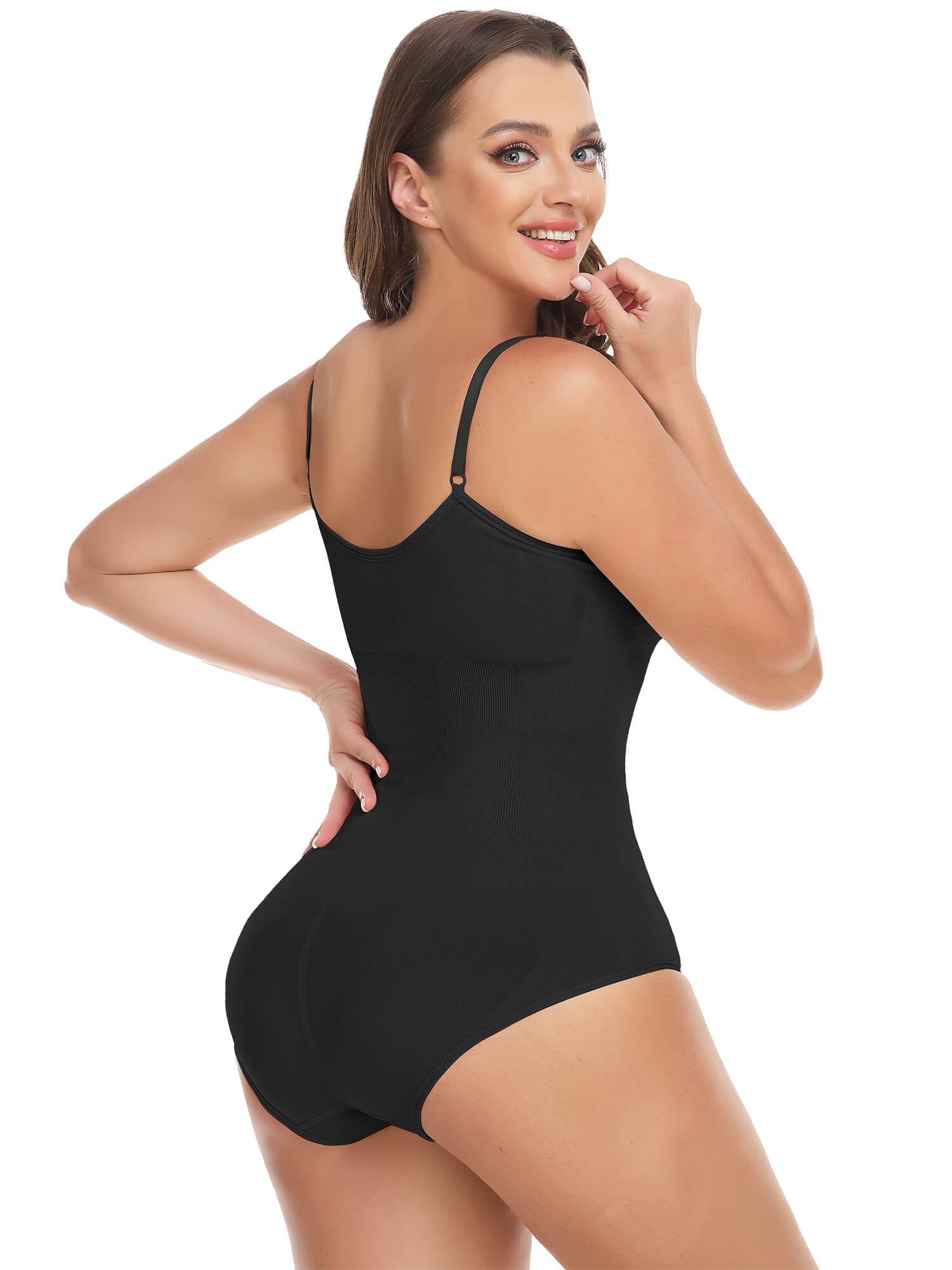 Vaslanda Low Back Bodysuit for Women Tummy Control Shapewear Seamless  Sculpting Body Shaper Thong Tank Top 