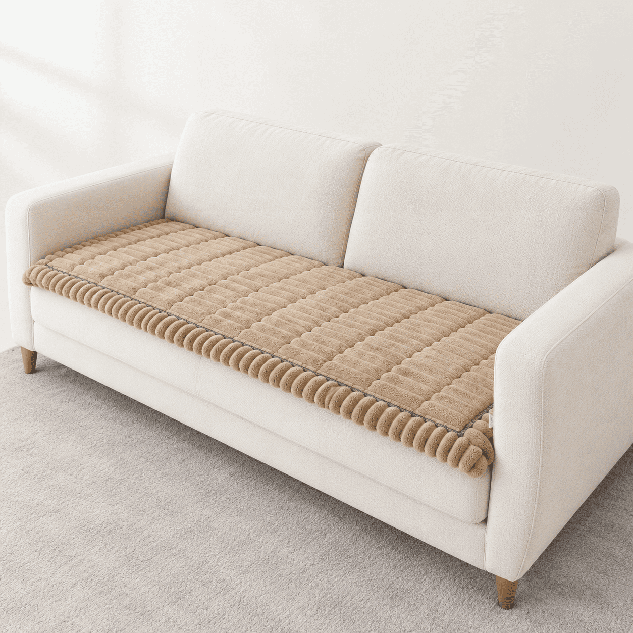 Coffee 27.6 x 70.9 Plush Pet Friendly Sofa Protector Washable Non-Slip Furniture Cover