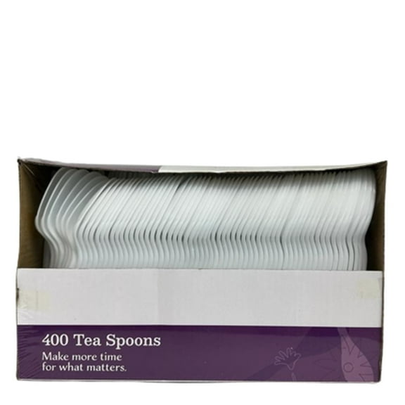 VeZee's Disposable POP-TOP Premimum Quality White Medium Weght 400CT Value Pack Tea Spoons : 400Ct