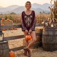thumbnail image 3 of Womens Halloween Shirt, Floral Skeleton Ribcage Print Bell Sleeve Gothic Blouse, Spooky Season Halloween Costume Top for Women, 3 of 6