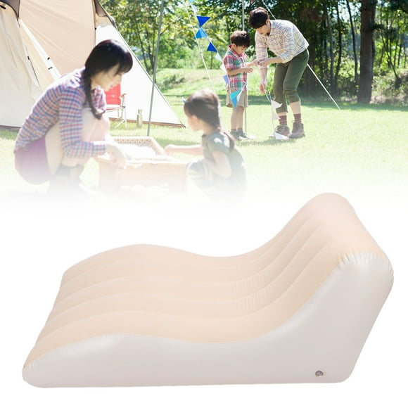 Canapé Gonflable, Tissu en Velours Doux, Lit en PVC Confortable et Supportant en Forme de S pour Maison, Pique-Niques, Randonnée, Parc, Voyage, Facile à Transporter, Ranger et Laver