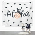 thumbnail image 1 of ZEALGNED Pink Tropical for Tee with Lettering Aloha Cute Pineapple On The White with Dots Wall Art Hanging Tapestry Home Decor for Living Room Bedroom Dorm 60x80 inch, 1 of 1